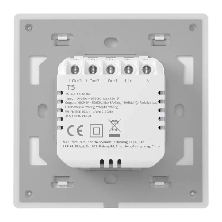 Interruttore a muro Smart WiFi Touch Sonoff TX T5 3C (3 canali)