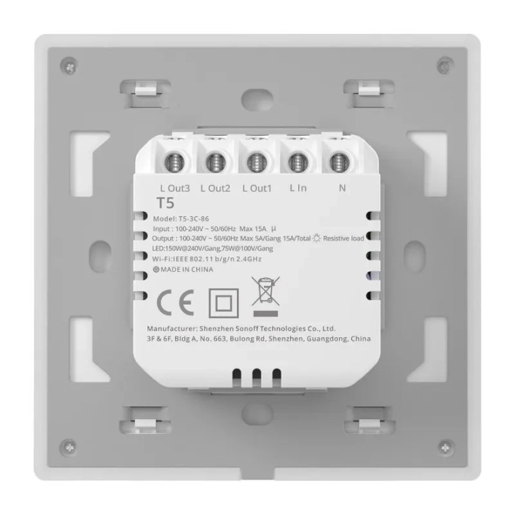 Sonoff T5-4C-86 Smart WiFi Touch Wall Switch 4 Canali Bianco