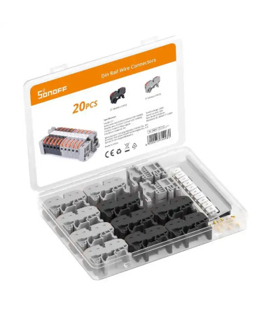 Set 20 connettori per cavi Sonoff su DIN Rail