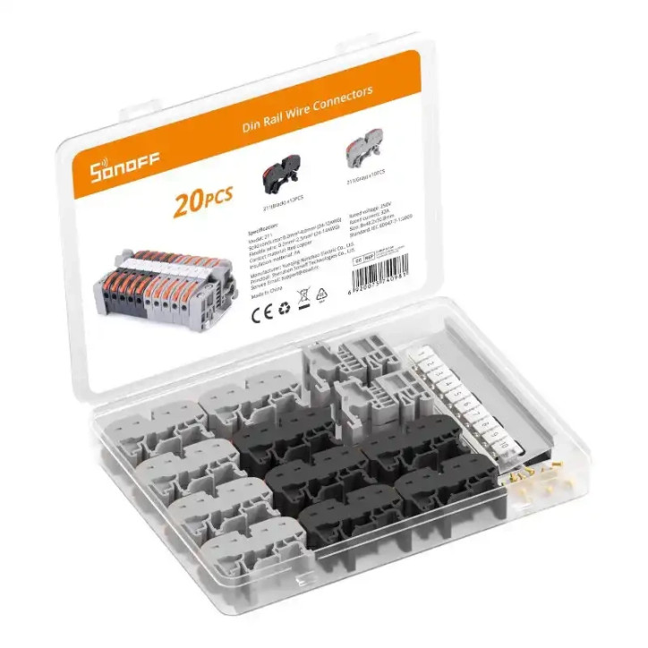Connettori per cavi DIN Rail Sonoff set (20 pz)