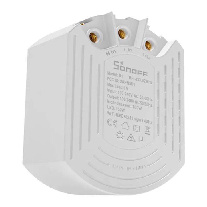 Sonoff D1 Smart Dimmer Switch con Telecomando RM433R2 Bianco