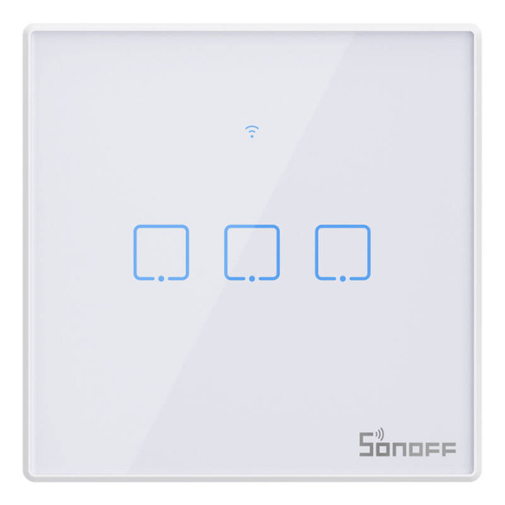 Sonoff T2EU3C-TX Smart Switch WiFi RF 433MHz 3-Canali Bianco