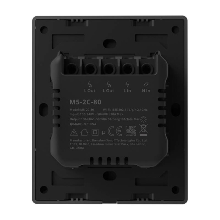 Sonoff M5-2C-80 Interruttore Smart WiFi 2 Canali Grafite
