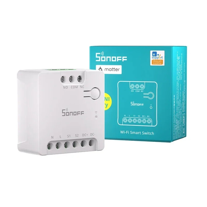 Sonoff MINI-D Smart WiFi Matter Switch AC/DC 12-48V Contatto Pulito Bianco