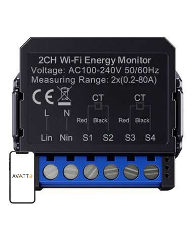 Avatto WiFi WPM16-2 Misuratore di energia bidirezionale smart