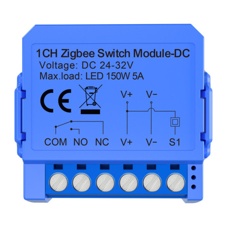 Avatto ZWSM16-DC32V-1 Modulo Switch 1 Canale ZigBee con Contatto Libero da Potenziale