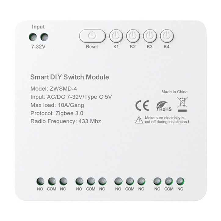 Avatto ZWSMMD-4-32V Modulo Interruttore Zigbee 4 Canali