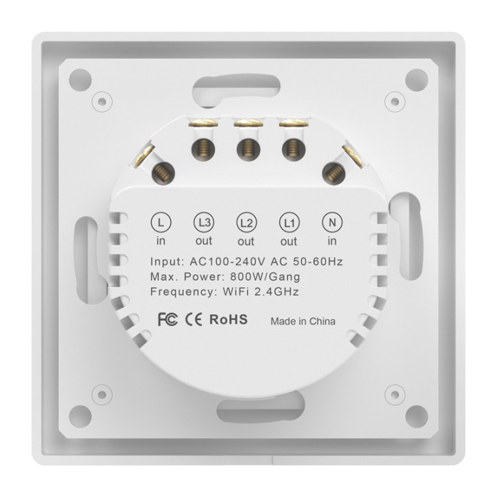 AVATTO TS20-EU-W3 WiFi Touch Light Switch 3 Gang Bianco