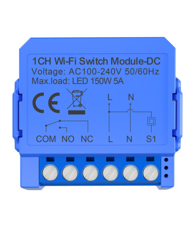 Intelligent 1-channel WiFi switch module with voltage-free DC contact Avatto WSM16-DC-1