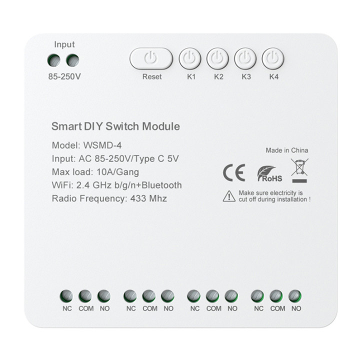 AVATTO WSMD-4 Modulo Interruttore Smart 4 Canali 250V AVATTO WSMD-4 Modulo Interruttore Smart 4 Canali 250V