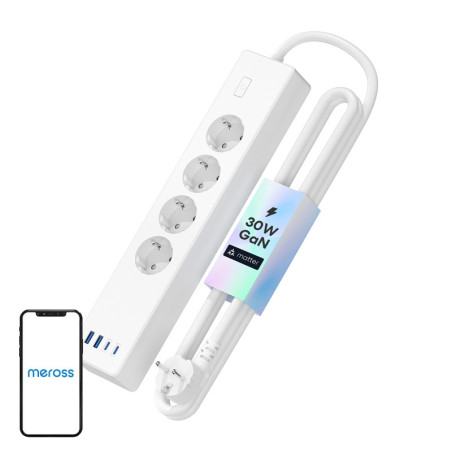 Meross MSP844(EU) multipresa smart con ricarica rapida, 4 prese + 2 USB-A + 2 USB-C (Matter)