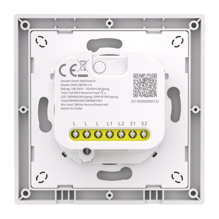 SONOFF MINI-ZB2GSL-E Interruttore a parete ZigBee a due canali senza neutro