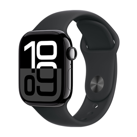 Apple Watch Series 10 GPS 42mm Jet Black Aluminium Case with Sport Band S/M - Black