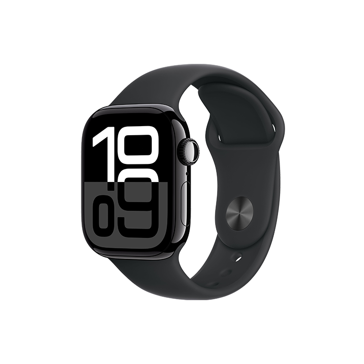 Apple Watch Series 10 GPS 42mm Jet Black Aluminium Case with Sport Band S/M - Black