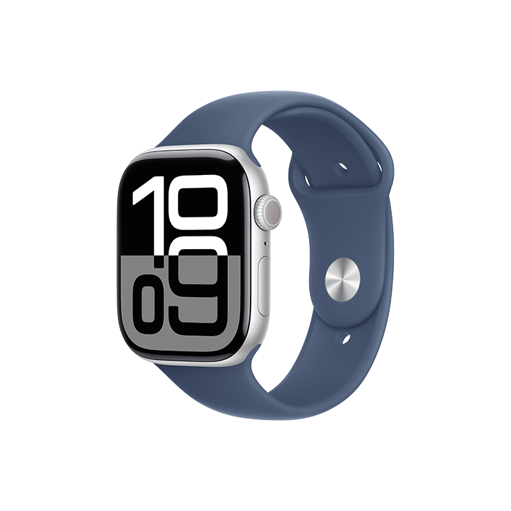 Watch Apple Watch Series 10 GPS 46mm Silver Aluminium Case with Sport Band M/L - Denim