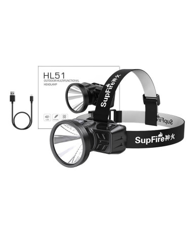 Superfire HL51 Lampada frontale, 160 lm, micro-USB, 4 modalità, 300 m