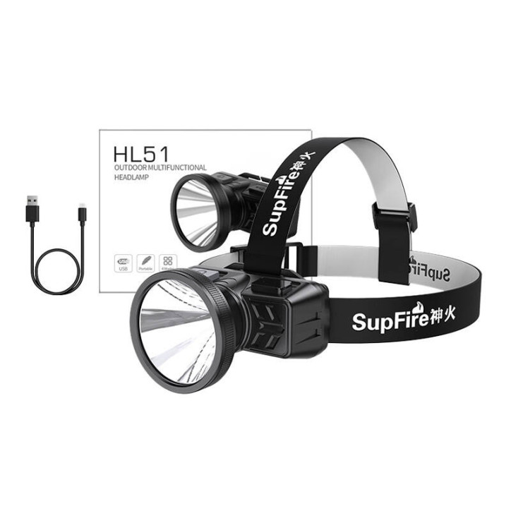 Superfire HL51 Lampada frontale, 160 lm, micro-USB, 4 modalità, 300 m Superfire HL51 Lampada frontale, 160 lm, micro-USB, 4 modalità, 300 m