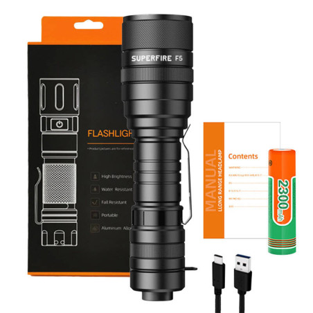 Torcia Superfire F5, 1100lm, USB