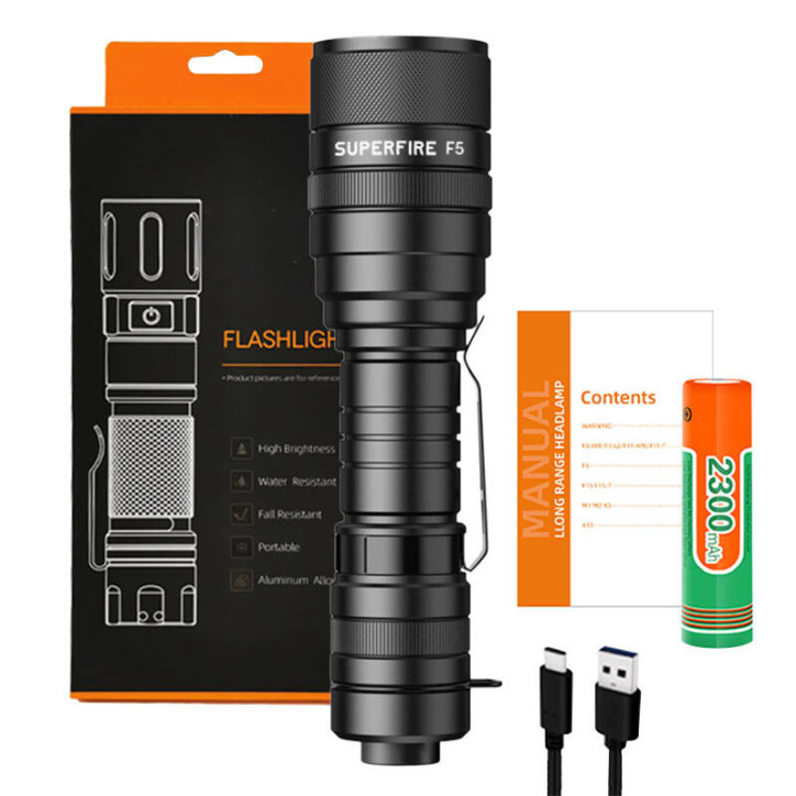 Torcia Superfire F5, 1100lm, USB