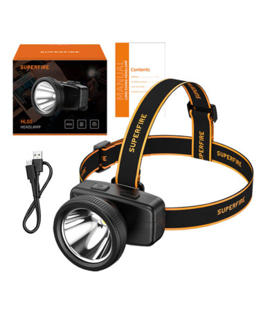 Superfire HL55 Lampada frontale, 150 lm, USB-C, 4 modalità, 270 m