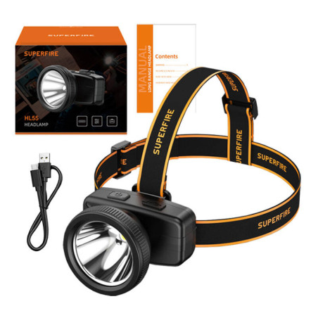 Superfire HL55 Lampada frontale, 150 lm, USB-C, 4 modalità, 270 m