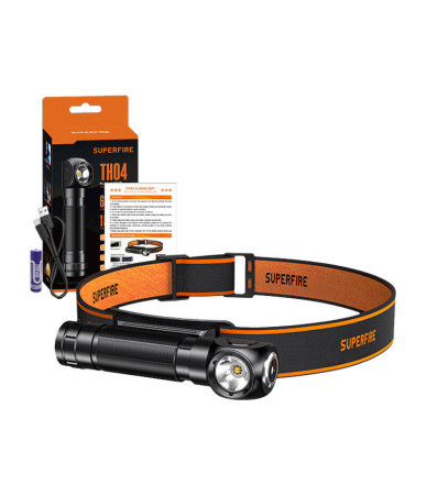 Superfire TH04 Lampada Frontale Torcia 600lm USB-C Arancione