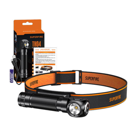 Superfire TH04 Lampada Frontale Torcia 600lm USB-C Arancione