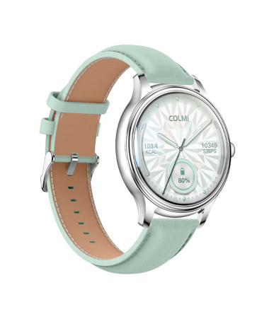 COLMI L28 Smartwatch Argento-verde con cinturino in pelle verde