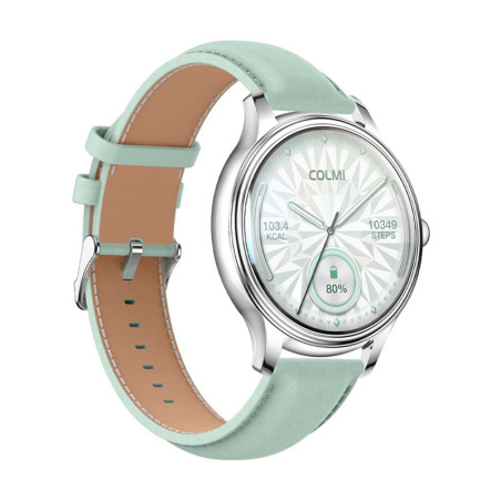 COLMI L28 Smartwatch Argento-verde con cinturino in pelle verde