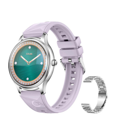 COLMI L28 Smart Watch (Silver-purple + silver steel strap)