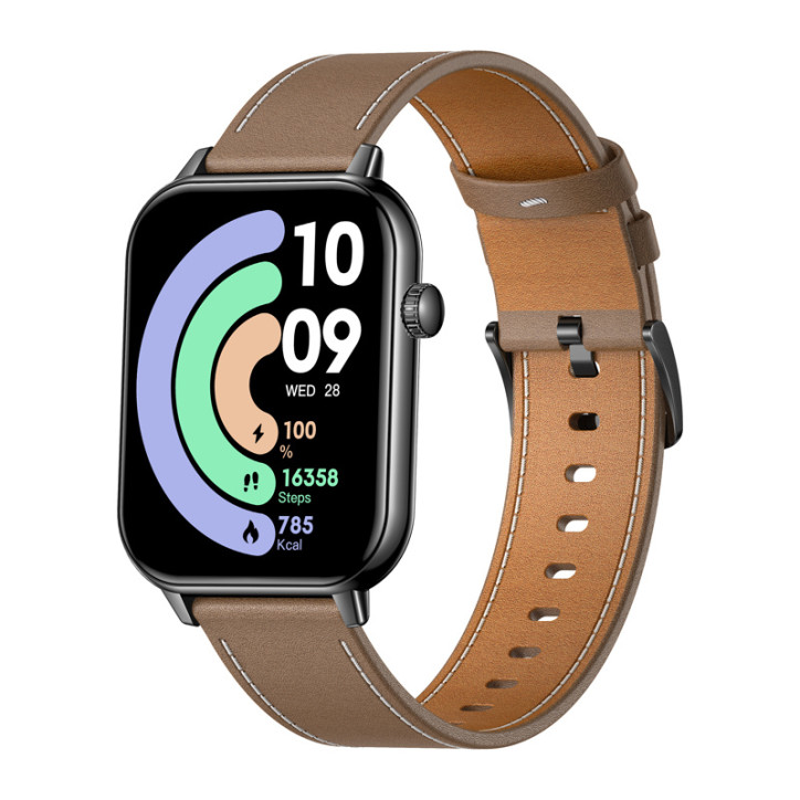 COLMI C28 Smartwatch - Nero con Cinturino in Pelle Marrone