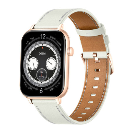 COLMI C28 Smartwatch Oro con Cinturino in Pelle Bianco