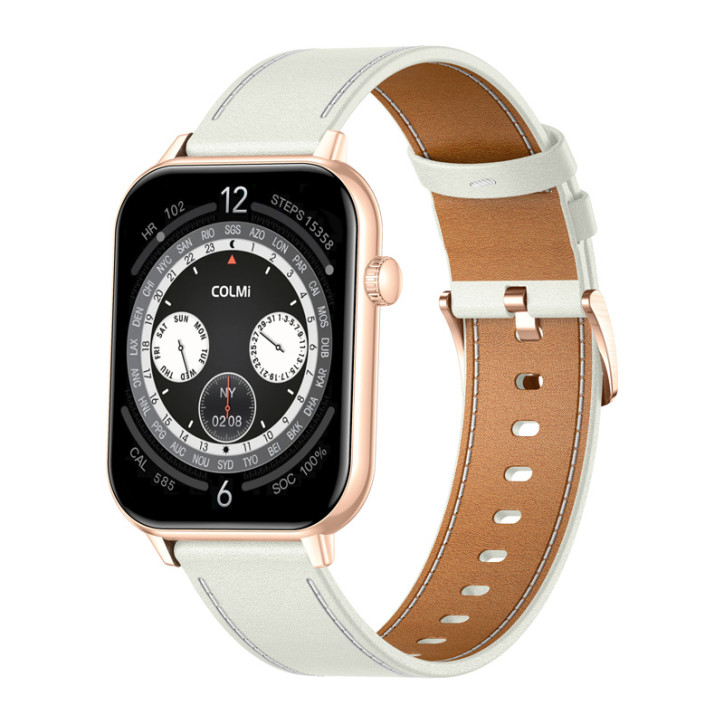 COLMI C28 Smartwatch Oro con Cinturino in Pelle Bianco