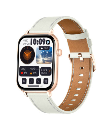 COLMI C28 Smartwatch Oro con Cinturino in Pelle Bianco