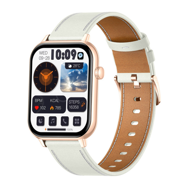 COLMI C28 Smartwatch Oro con Cinturino in Pelle Bianco