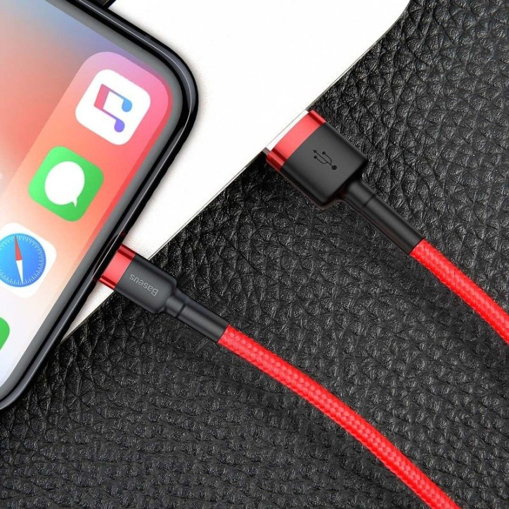 Cavo Baseus Cafule USB Lightning 2.4A 1m Nero/Rosso