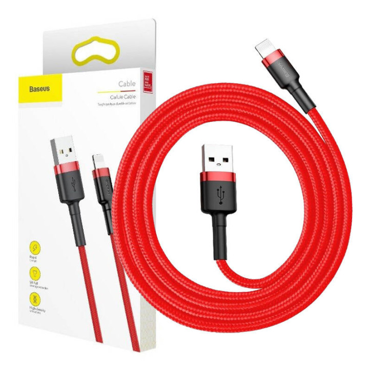 Cavo Baseus Cafule USB Lightning 2.4A 1m Nero/Rosso