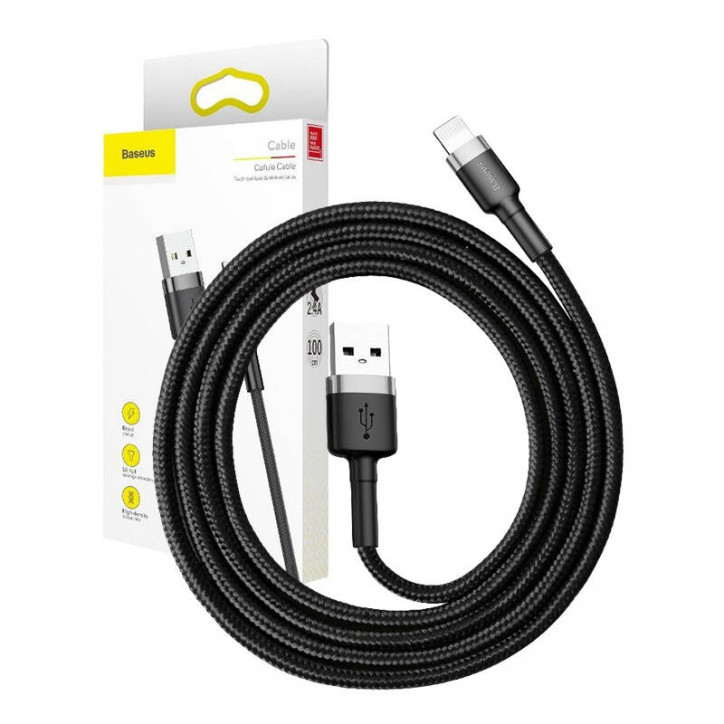 Baseus Cafule Cavo USB Lightning 2.4A 0.5m Grigio+Nero