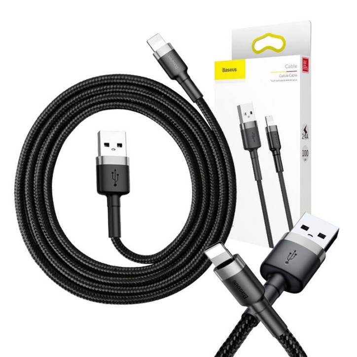Cavo Baseus Cafule USB Lightning 1m 2.4A Grigio+Nero