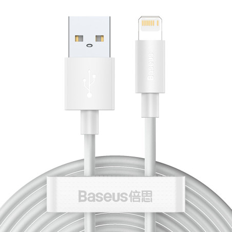 Baseus Kit Cavi Dati USB-Lightning 2.4A (2 Pezzi) 1.5m Bianco