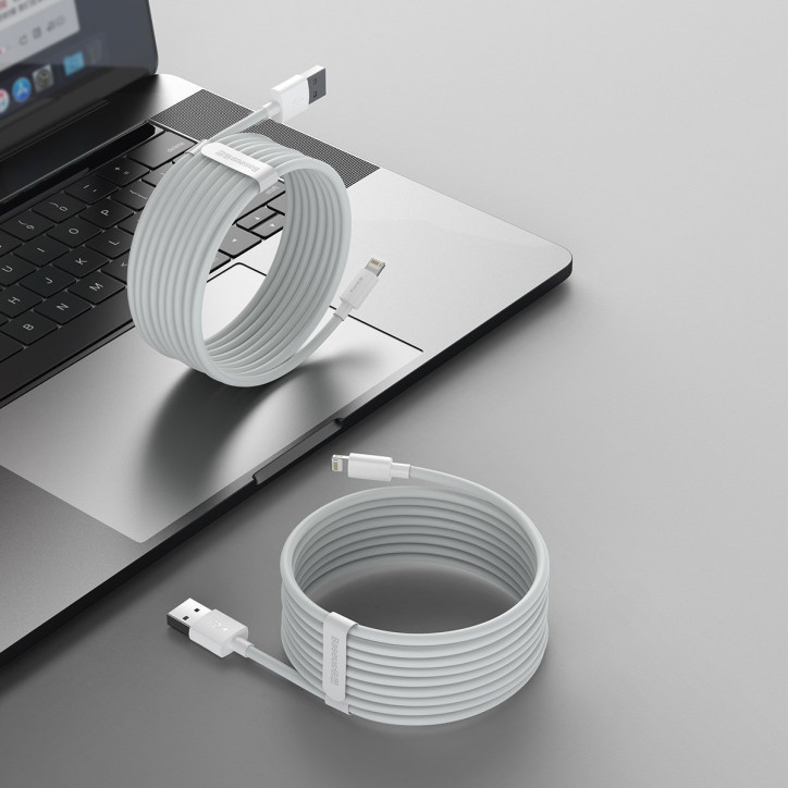 Baseus Kit Cavi Dati USB-Lightning 2.4A (2 Pezzi) 1.5m Bianco