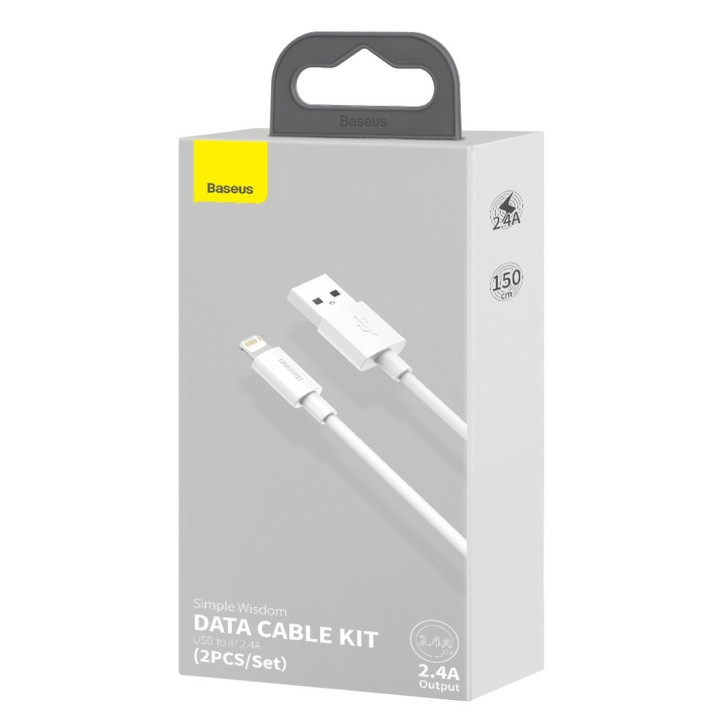 Baseus Kit Cavi Dati USB-Lightning 2.4A (2 Pezzi) 1.5m Bianco