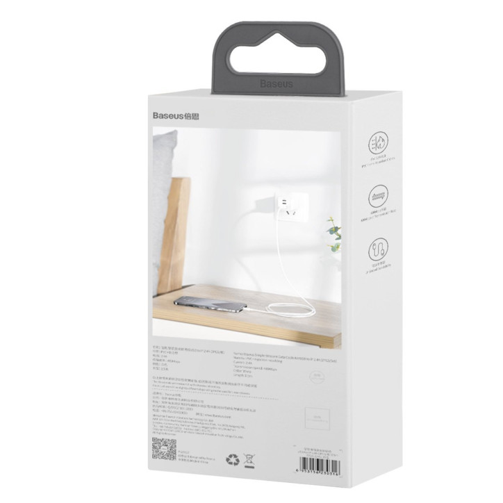 Baseus Kit Cavi Dati USB-Lightning 2.4A (2 Pezzi) 1.5m Bianco