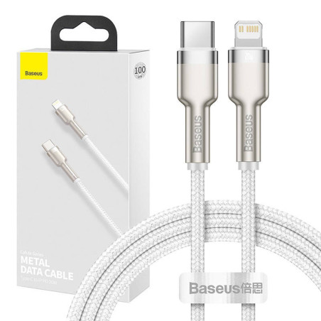 Cavo Baseus Cafule USB-C to Lightning, PD, 20W, 1m (Bianco)