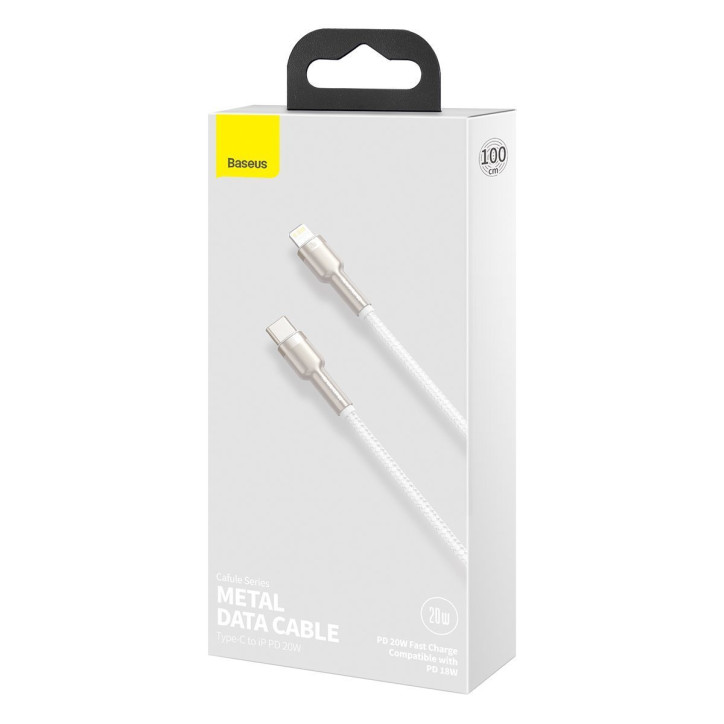 Cavo Baseus Cafule USB-C to Lightning, PD, 20W, 1m (Bianco)