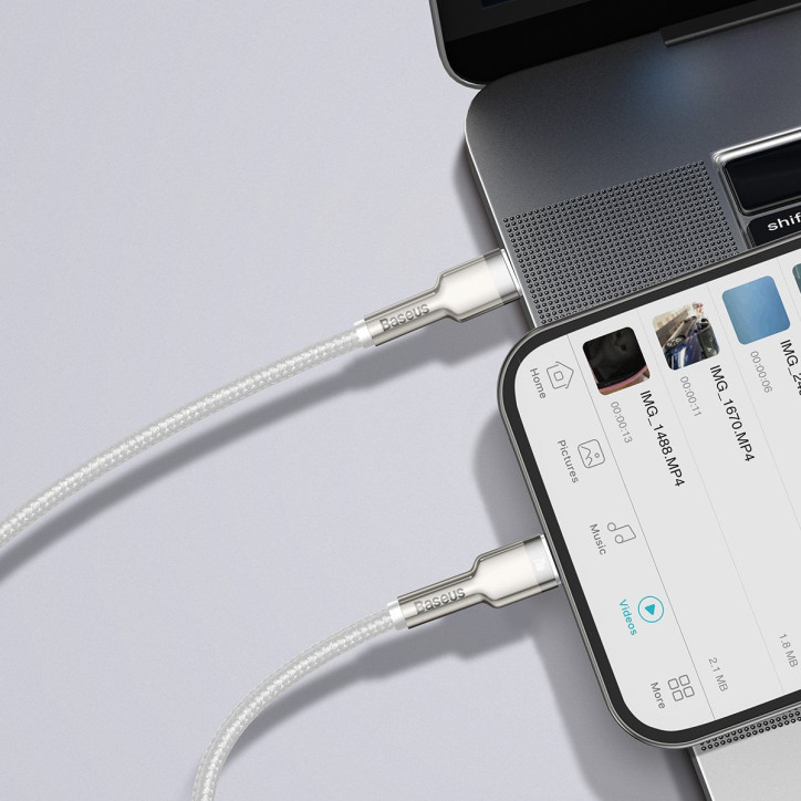 Cavo Baseus Cafule USB-C to Lightning, PD, 20W, 1m (Bianco)