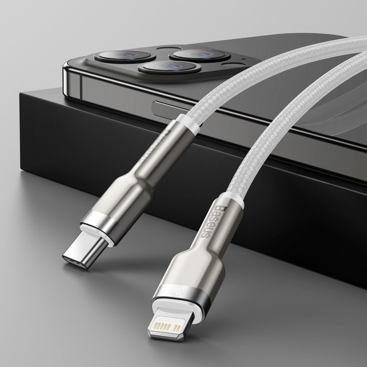 Cavo Baseus Cafule USB-C to Lightning, PD, 20W, 1m (Bianco)