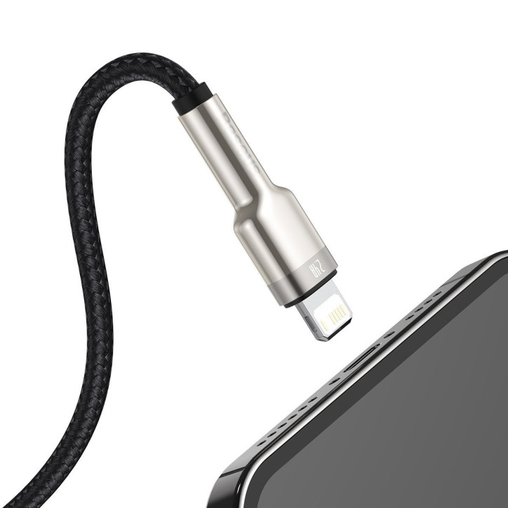 USB cable for Lightning Baseus Cafule, 2.4A, 1m (black)