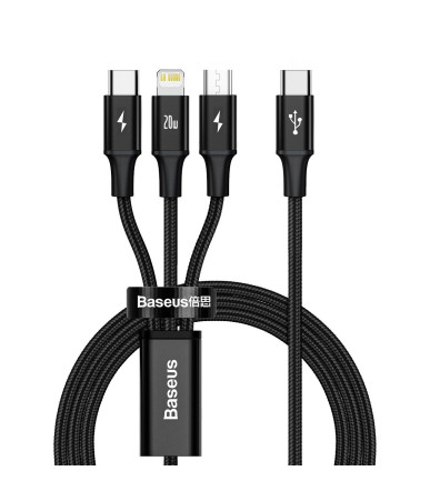 Baseus Rapid Series 3-in-1 cable USB-C For M+L+T 20W 1.5m Black