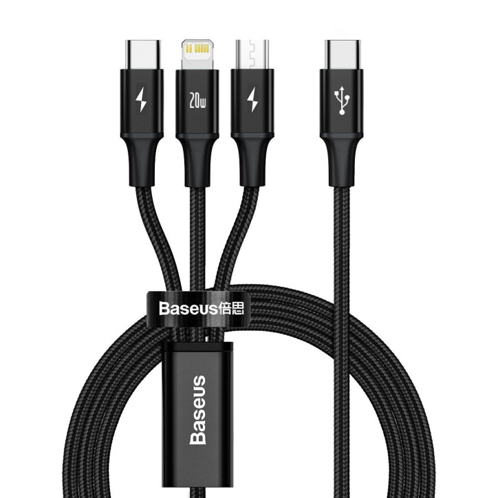 Baseus Rapid Series Cavo 3-in-1 USB-C 20W 1.5m Nero